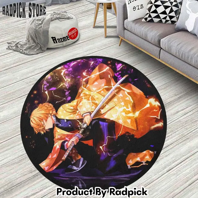 Zenitsu agatsuma round rug custom demon slayer anime circle carpet  rp0002988